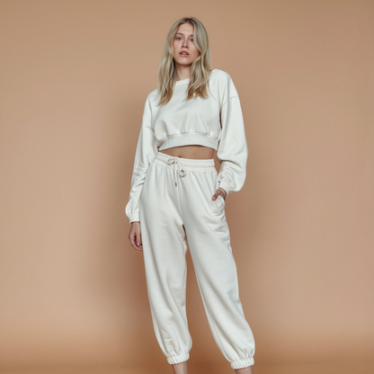 Alina Luxe Soft Joggers White for Women